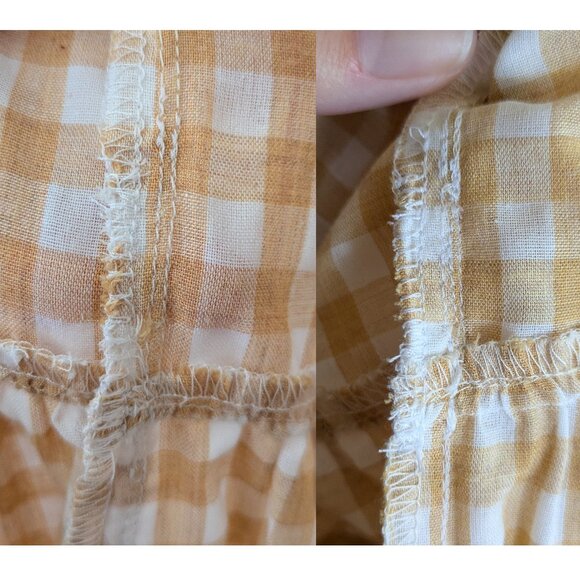 OffOn Clothing Tiered Linen Maxi Dress - Yellow Gingham, Size M - Picture 7 of 8